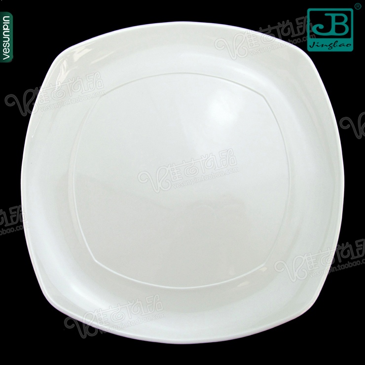 速发嘉餐密胺宝具 盘瓷餐盘 抗摔塑料盘子 白色火锅店菜盘快餐仿B
