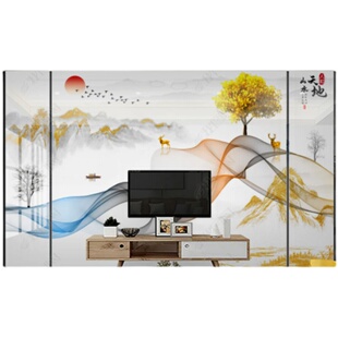 仿大理石材影视墙岩板电视背景墙新中式J轻奢客厅大理石电视背景