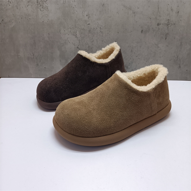 撤柜处理折扣真皮女鞋2025冬新款一脚蹬百搭休闲保暖舒适女棉鞋