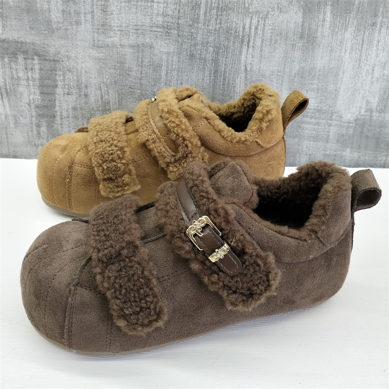 撤柜处理折扣外贸女鞋2025冬新款毛毛鞋时尚舒适魔术贴休闲女棉鞋