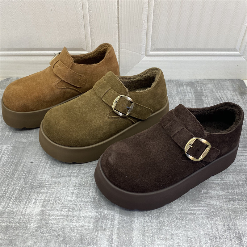 撤柜处理折扣真皮女鞋2025冬新款勃肯鞋保暖舒适休闲百搭女棉鞋