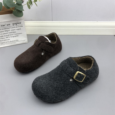 撤柜处理折扣外贸女鞋2025冬新款灰色毛呢勃肯鞋内增高加绒女棉鞋