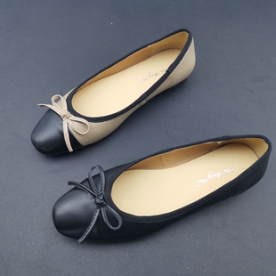 撤柜处理折扣真皮女鞋2023春新款圆头平底浅口豆豆鞋牛皮女单鞋