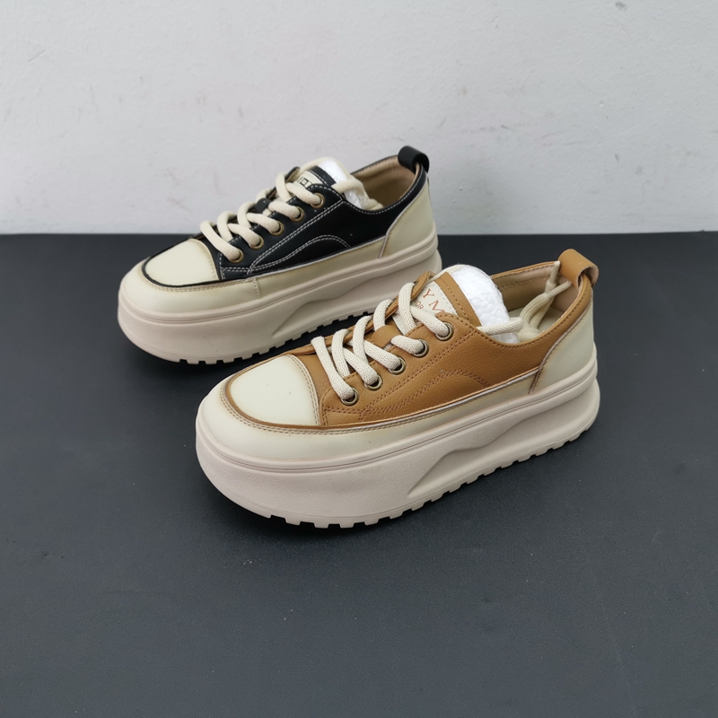 圆头板鞋学院平底休闲牛皮女单鞋