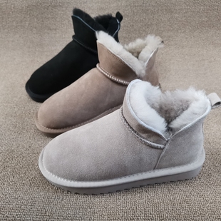 百搭韩版 时尚 休闲雪地靴女短靴 2020冬新款 撤柜处理折扣真皮女鞋