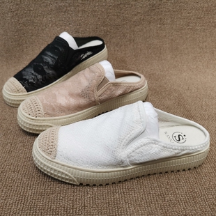 撤柜处理折扣外贸女鞋2023春新款渔夫鞋包头时尚休闲蕾丝女拖鞋潮