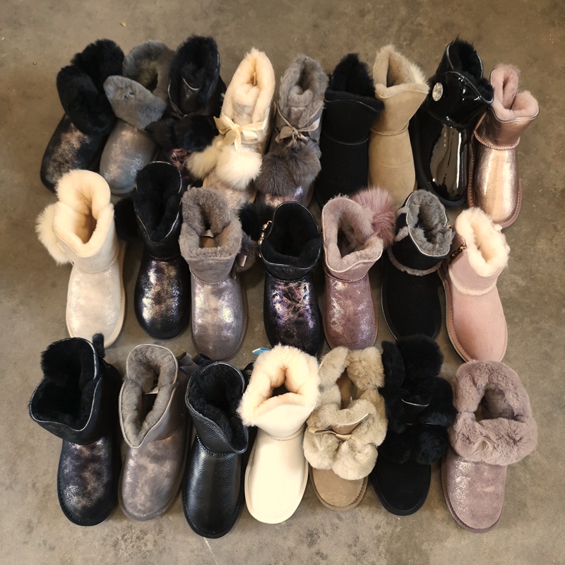 圆头福利雪地靴保暖牛反绒女短靴