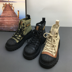 撤柜处理折扣外贸女鞋2023秋新款时尚潮鞋高帮休闲舒适帆布女单鞋