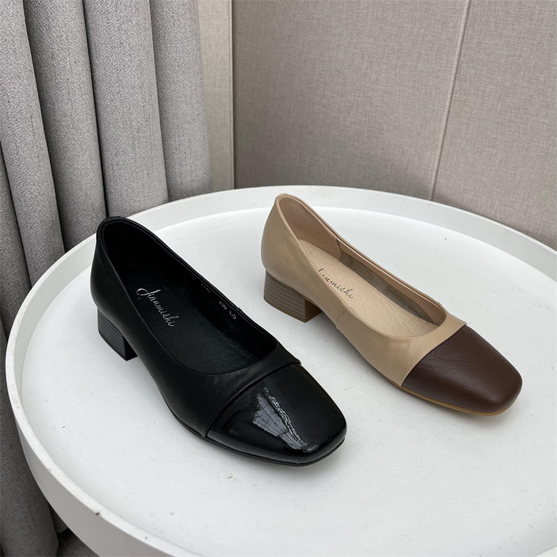 圆头百搭休闲韩版舒适牛皮女单鞋