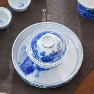 青花瓷壶承陶瓷干泡盘茶壶养壶垫小号茶台茶承壶托茶承.餐具茶点