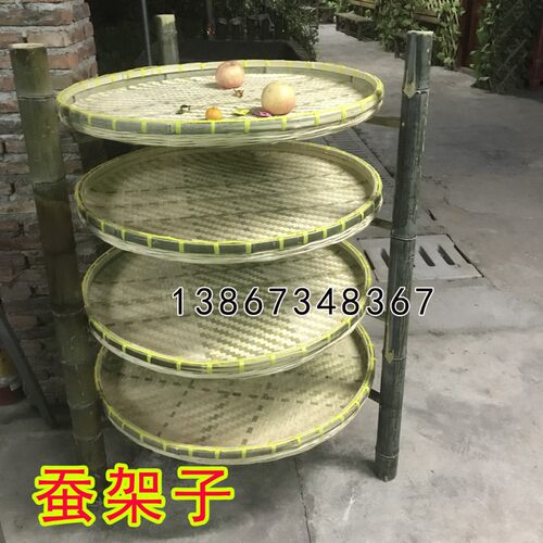 精品手工竹编竹匾簸箕竹制品无A孔竹筛子餐厅圆簸箕养蚕宝宝架子