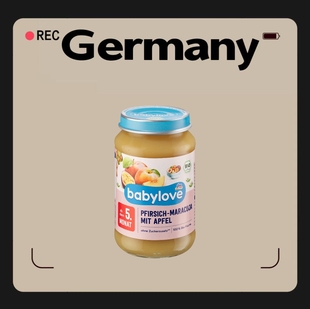 德国代购【满300包邮】babylove5个月+有机桃子百香果苹果泥190g