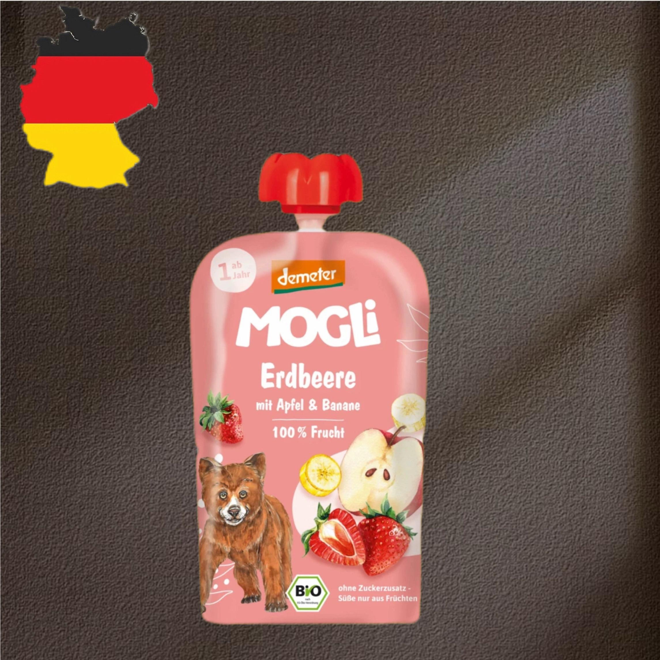 德国代购全场300包邮mogli有机demeter1岁+香蕉苹果草莓果泥100g