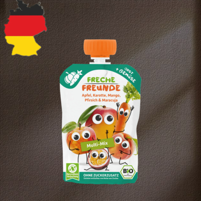 德国代购freche freunde6个月+有机胡萝卜芒果百香果吸吸乐100g