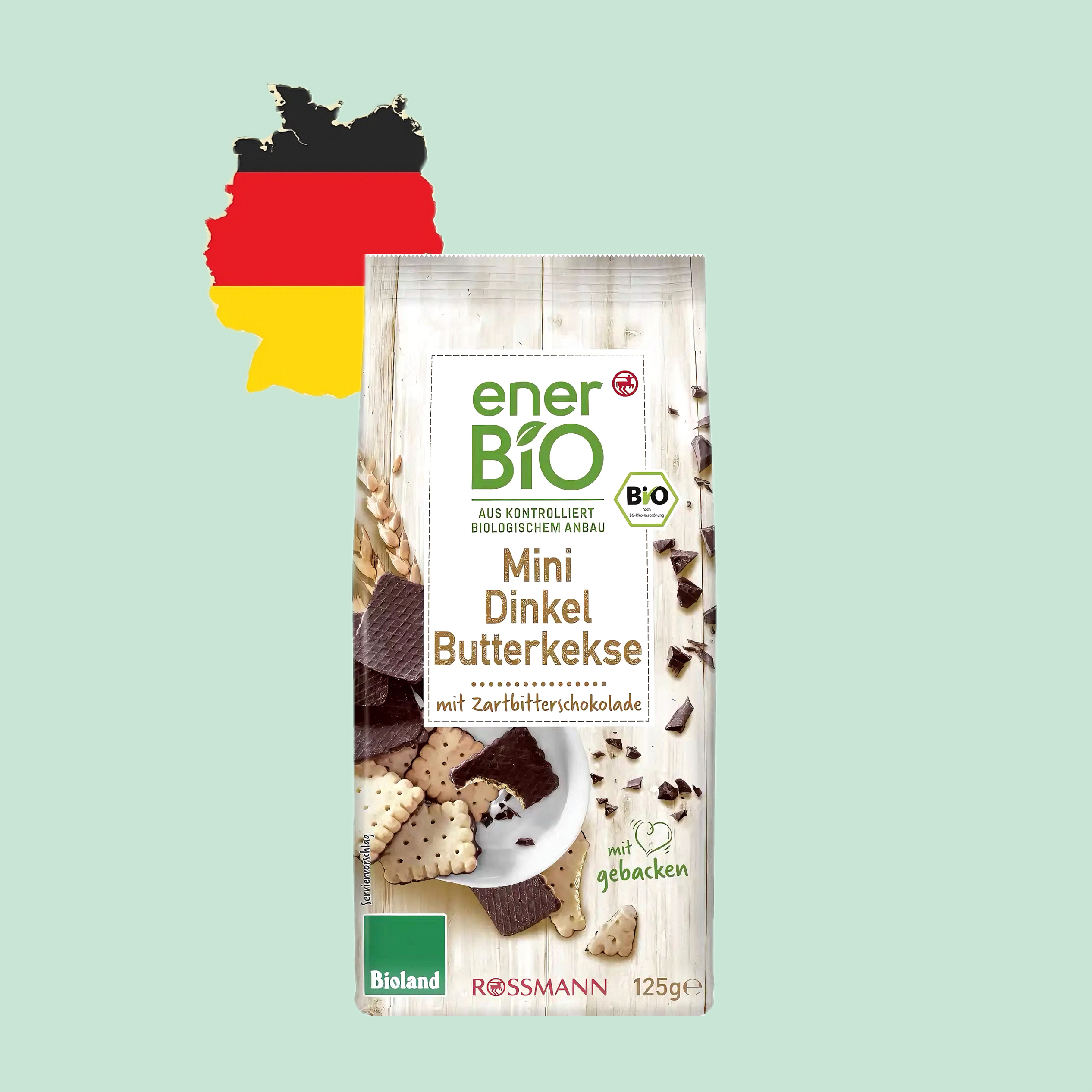 德国代购300包邮ener bio有机迷你斯卑麦尔托小麦黄油巧克力曲奇