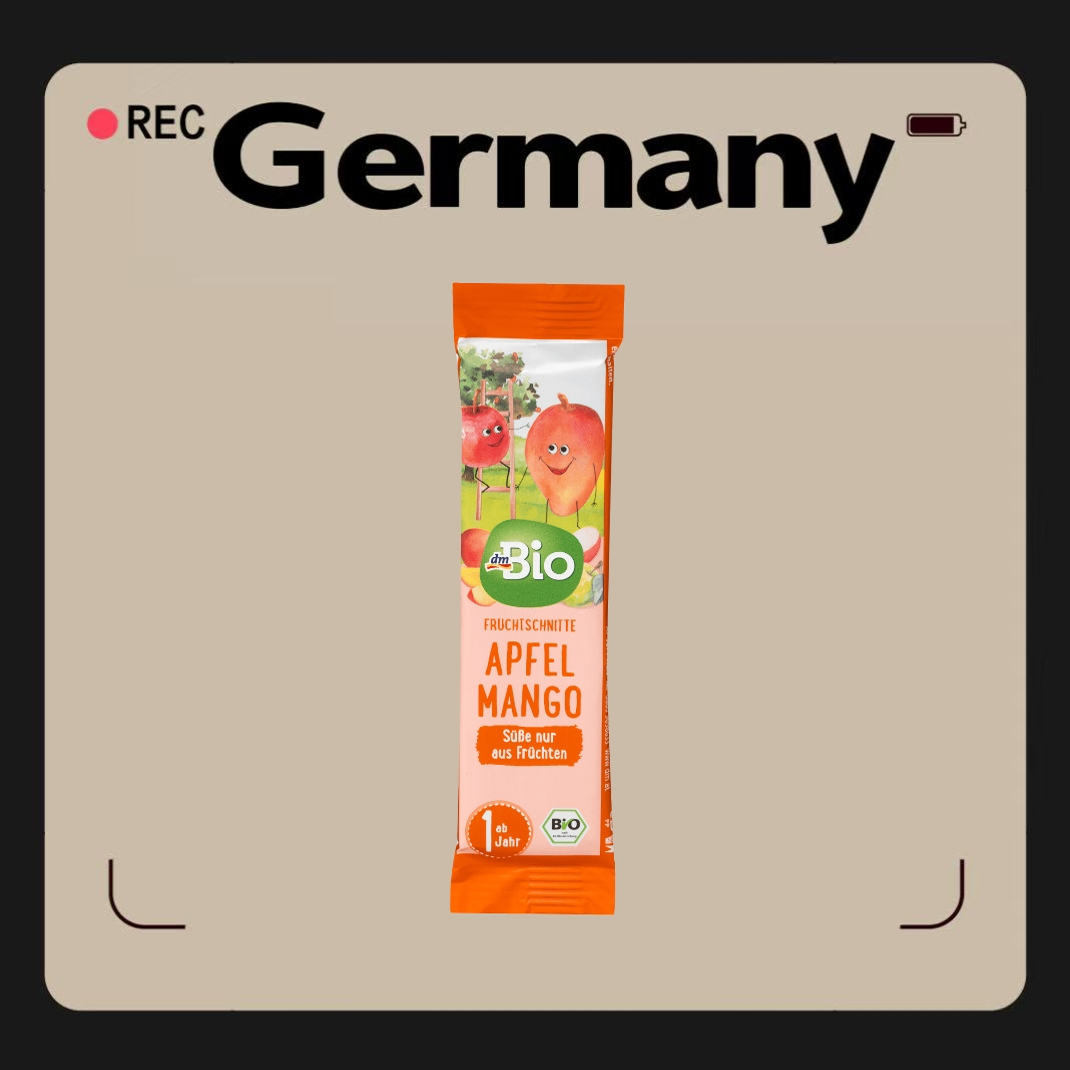德国代购【全场满300包邮】dm bio1岁+有机苹果芒果水果条25g