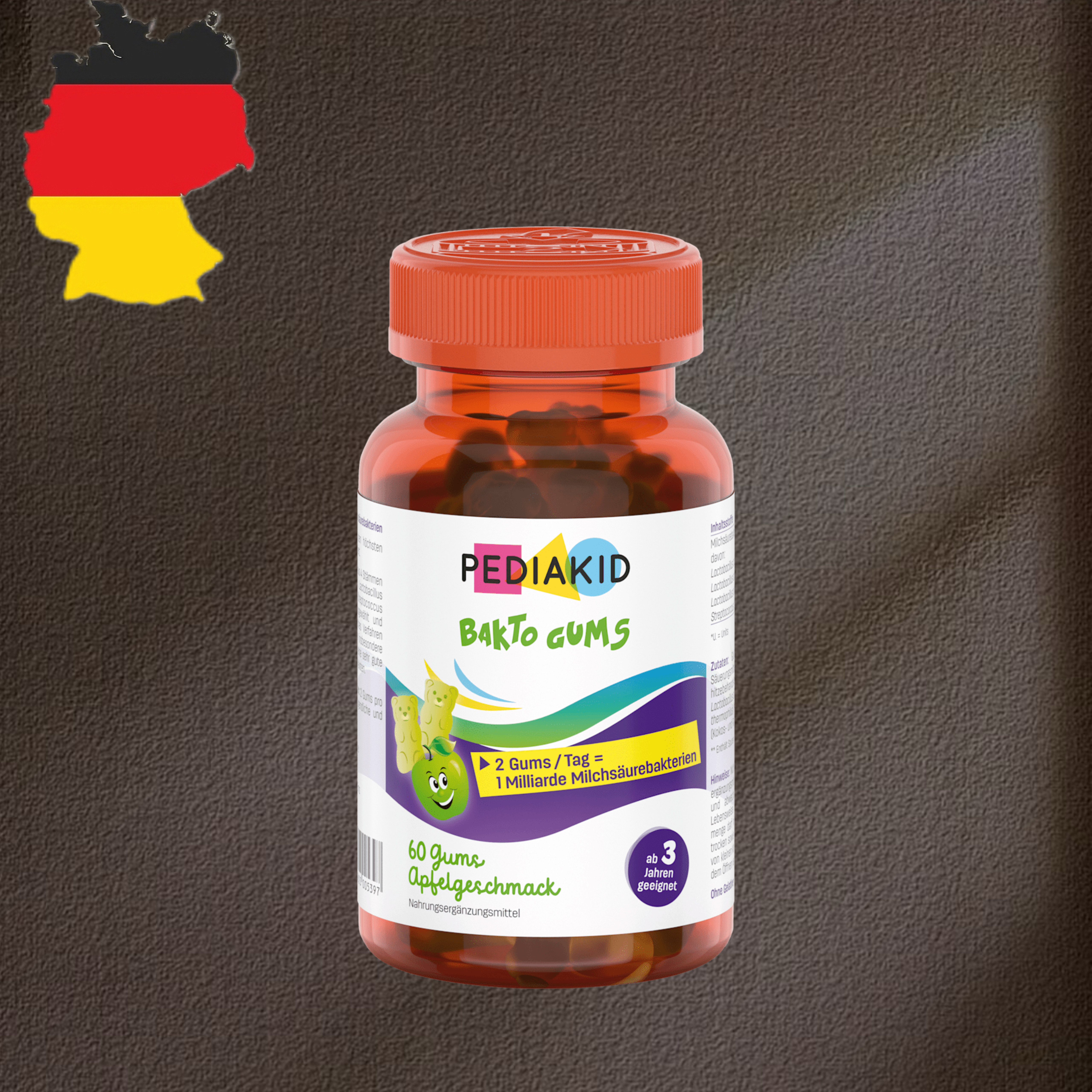 德国代购【全场满300包邮】PEDIAKID儿童软糖苹果味60粒,137g