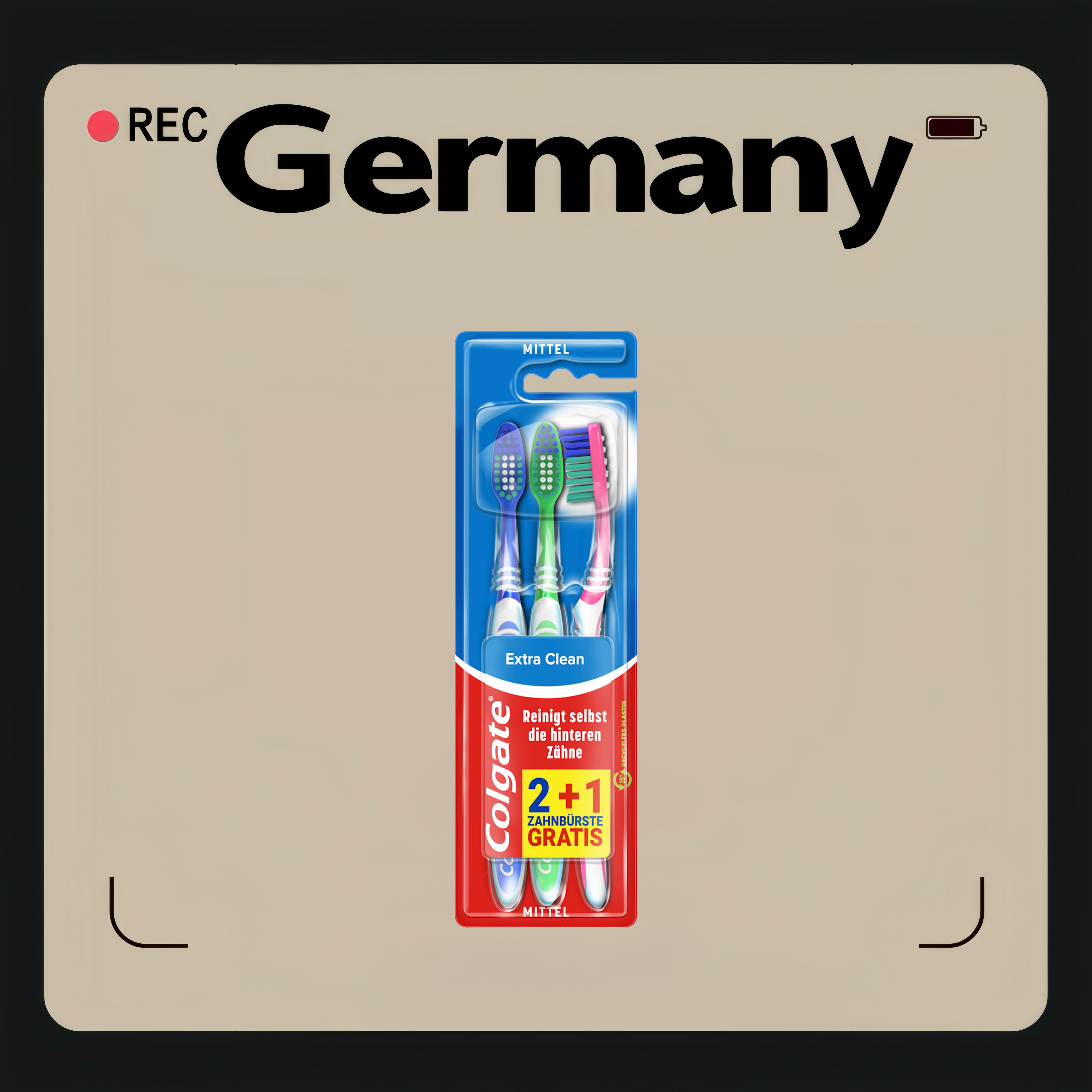 德国代购【全场满300包邮】Colgate中毛清洁牙刷3支装