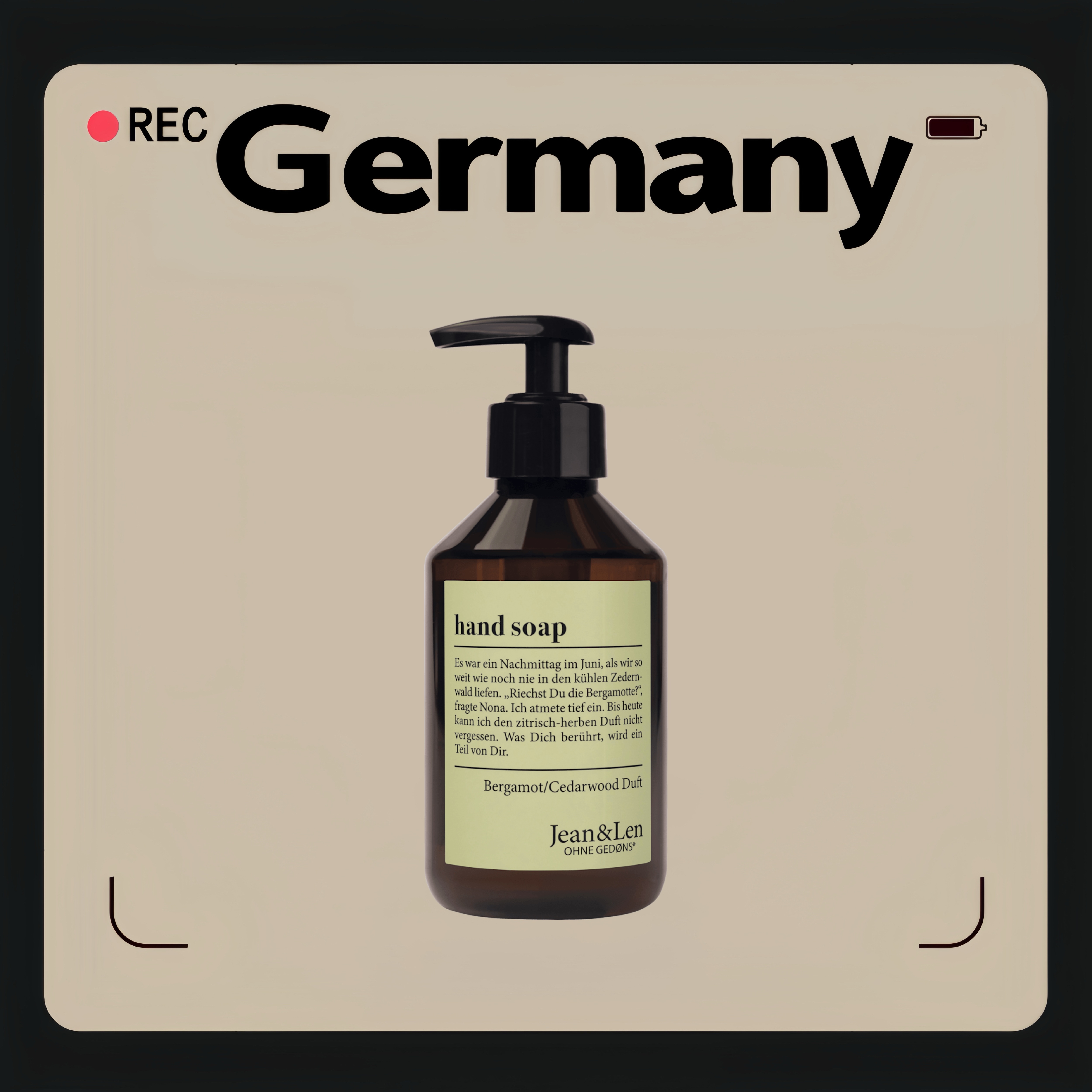 德国代购【全场满300包邮】Jean&Len佛手柑雪松洗手液250ml