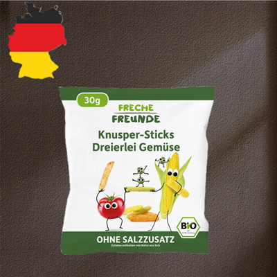 德国代购【满300包邮】freche freunde1岁+有机三色蔬菜脆脆棒30g