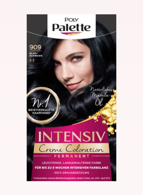 德国代购【满300包邮】poly palette施华蔻909蓝黑色天然染发膏