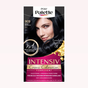 德国代购【满300包邮】poly palette施华蔻909蓝黑色天然染发膏