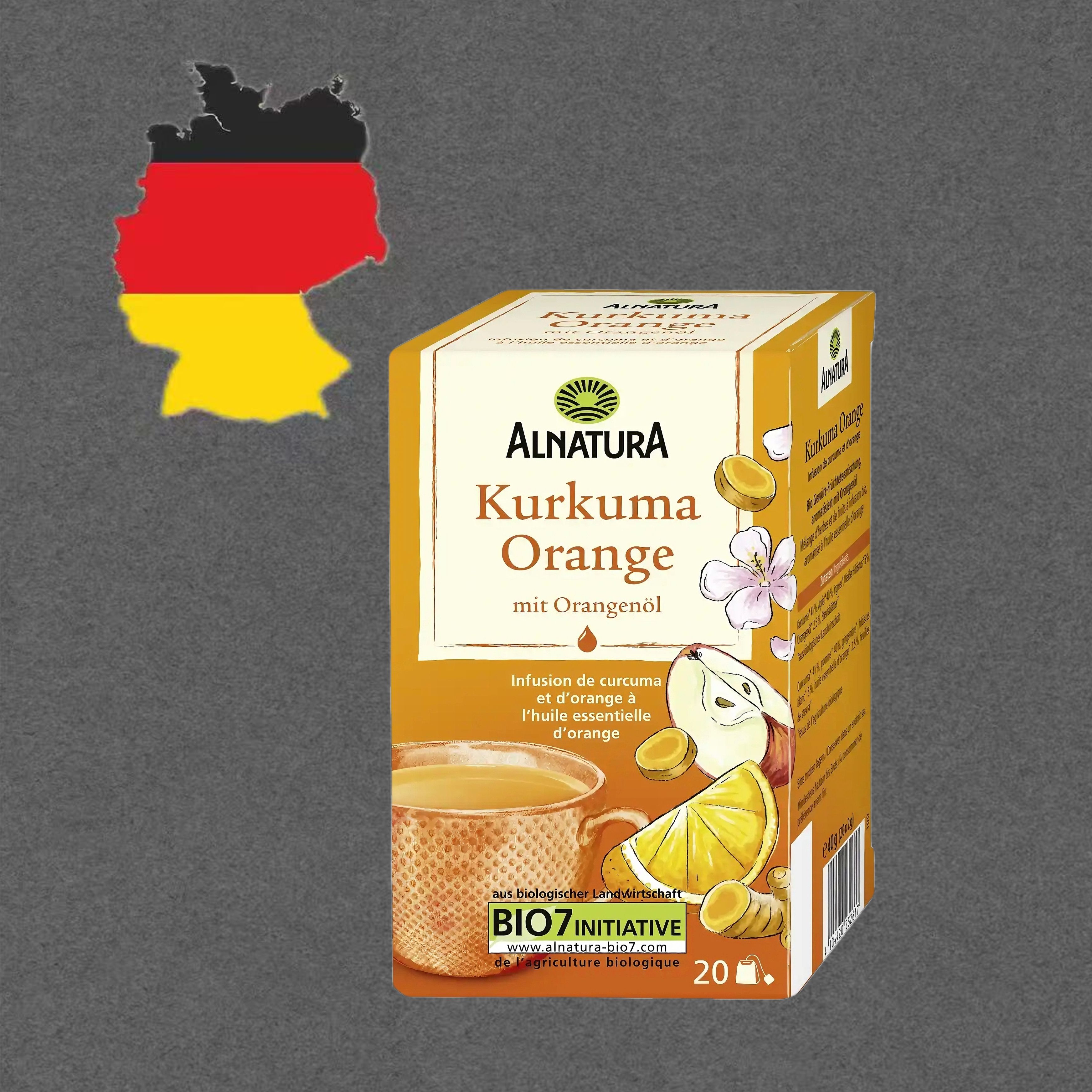 德国代购【全场5盒包邮】alnatura安娜图拉有机橘子油姜黄茶40g