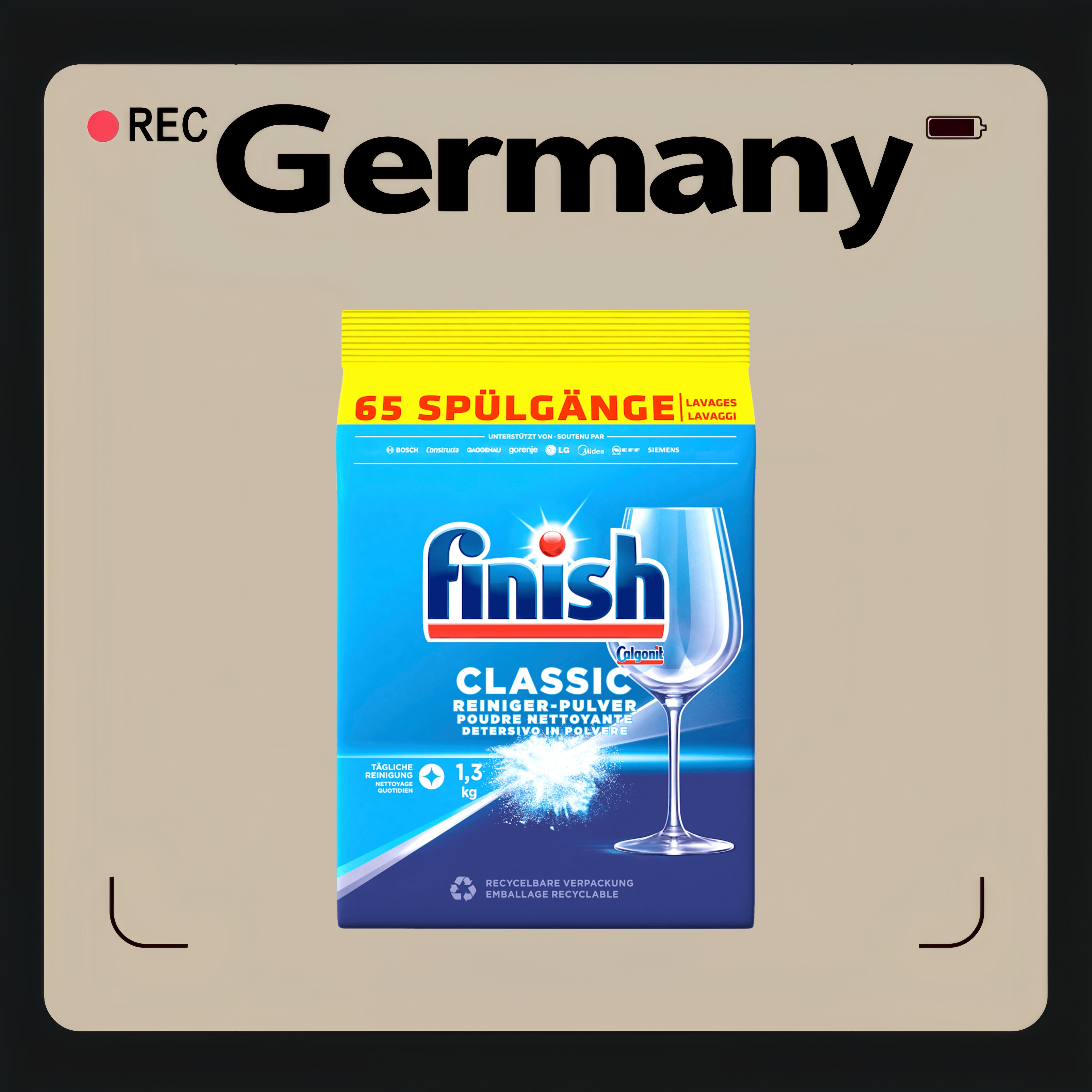 德国代购【全场满300包邮】Finish经典洗碗机清洗粉1.3kg