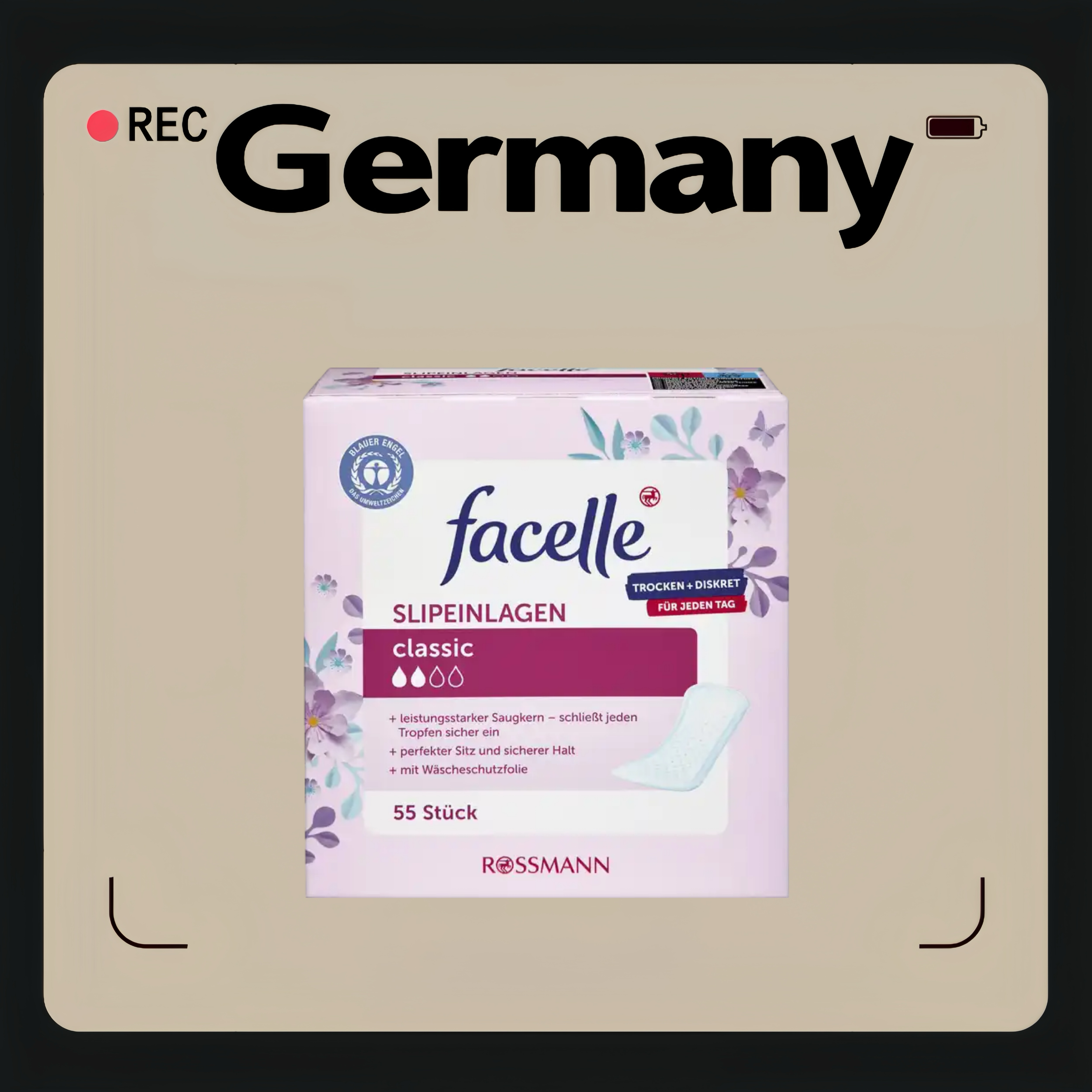 德国代购【全场满300包邮】facelle经典护垫55片/包