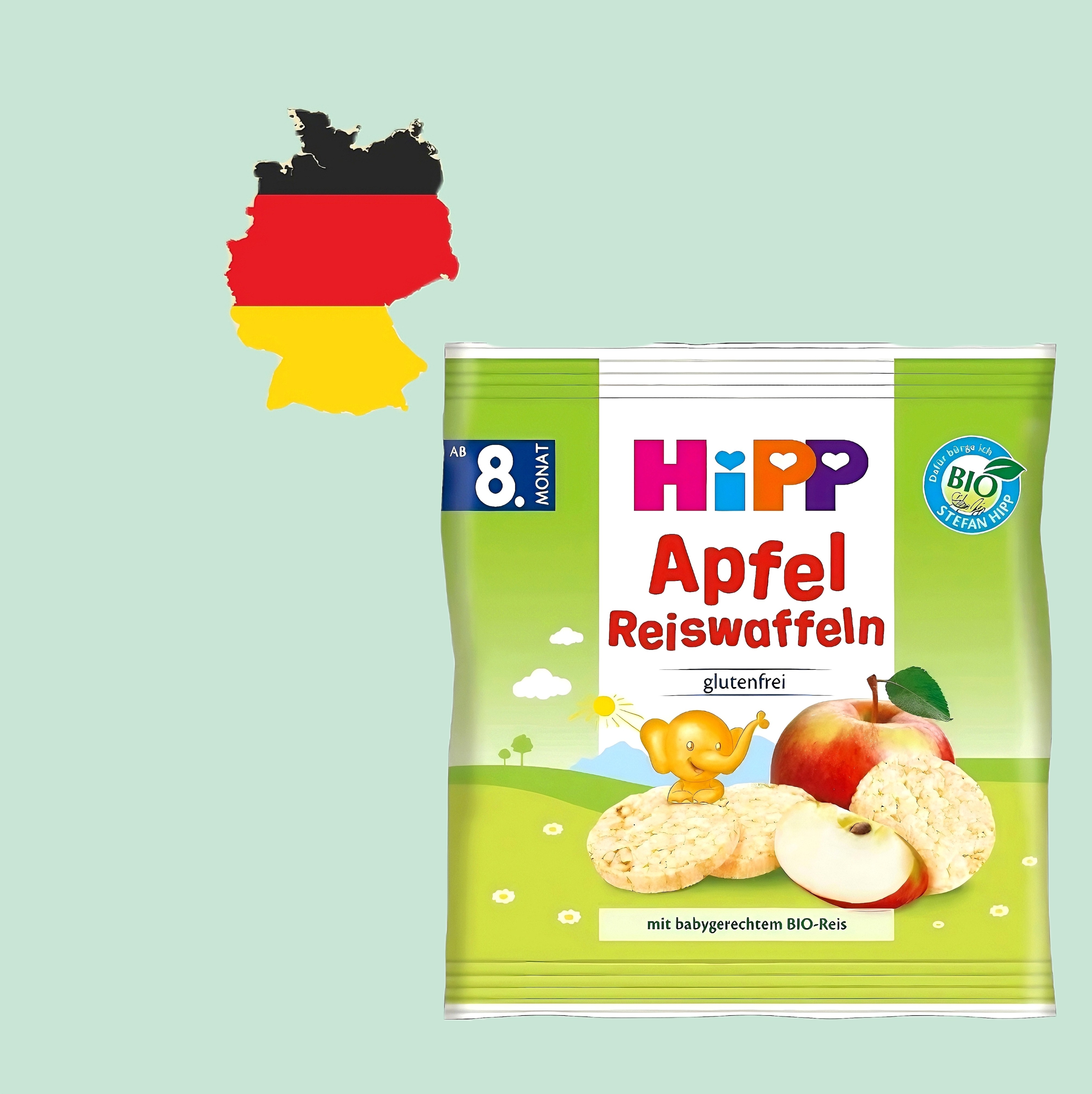德国代购【全场满300包邮】hipp喜宝8个月+有机苹果磨牙米饼30g