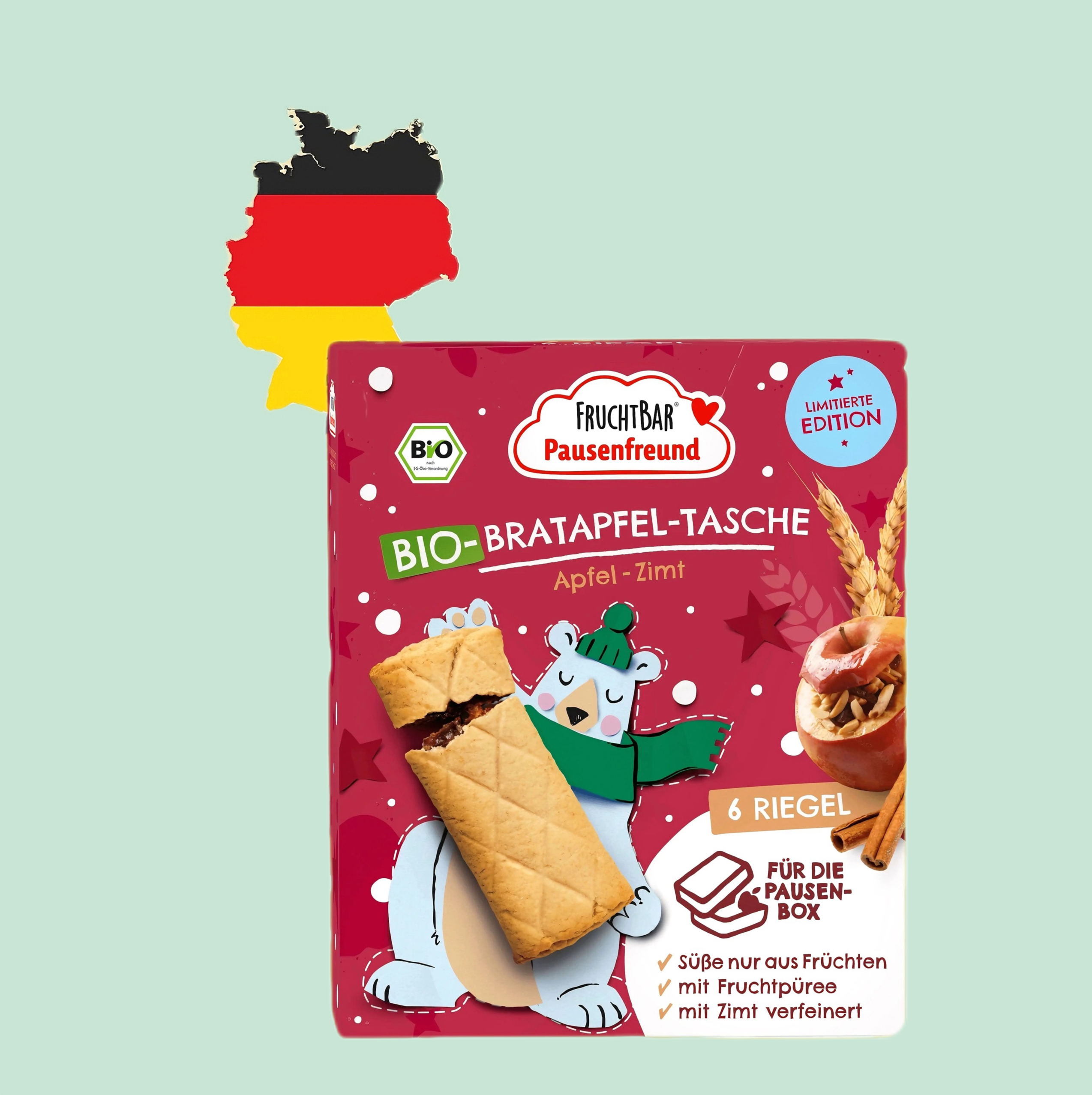 德国代购【满300包邮】fruchtbar3岁+有机肉桂苹果夹心曲奇132g