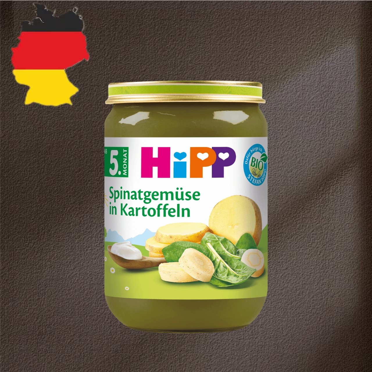德国代购【全场满300包邮】HIPP5个月+有机菠菜土豆泥辅食190g