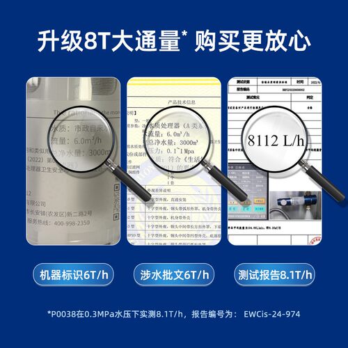 Wheelton/惠尔顿前置过滤器家用虹吸反冲洗大流量全屋中央净水机