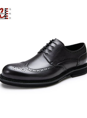 马内尔25春新黑色牛津鞋增高新郎结婚鞋男鞋真皮商务皮鞋M11132