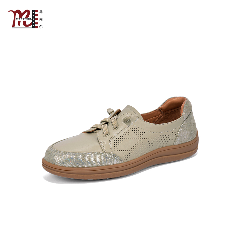 MARTNIEL/马内尔英伦风厚底乐福鞋女软底系带休闲鞋舒适防滑单鞋