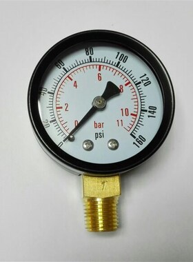 双刻度压力表 直径50毫米 13mm螺纹ZG1/4 2分牙 压力160psi 11bar