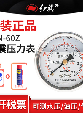 红旗耐震无前边压力表 YTN-60Z轴向 0-60Mpa规格齐全 需定制