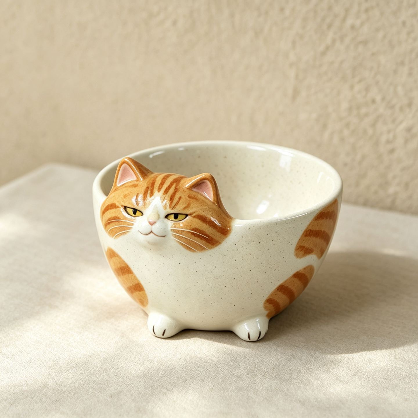 萌趣猫猫造型陶瓷碗小众猫咪饭碗少女心水果酸奶碗家用沙拉泡面碗
