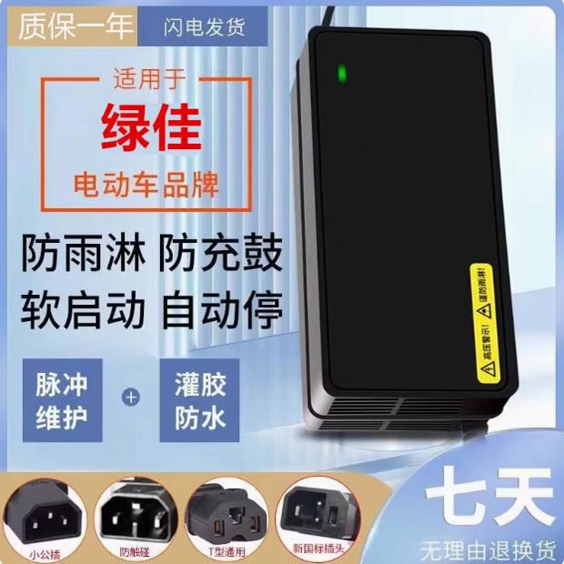 适用绿佳电动车电瓶车防水款充电器48V12AH60V20AH72V30AH非原装