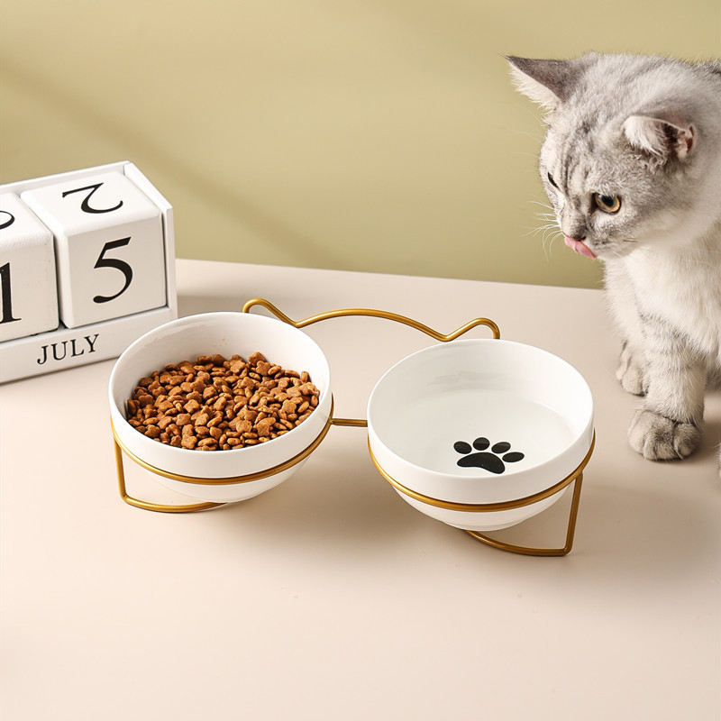 猫咪猫碗食盆狗盆狗碗饮水碗粮碗陶瓷保护颈椎宠物用陶瓷猫粮碗