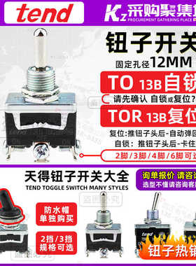tend天得钮子开关TO11 12B 13B 21 22 T5R11B 23B 复位 自锁 2脚