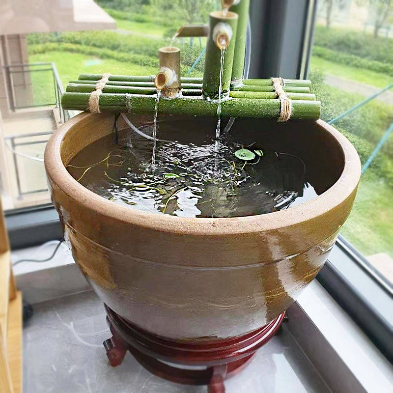 古法鱼缸生态陶瓷荷花睡莲水缸老式造景甲鱼缸盆养鱼大口径乌龟缸