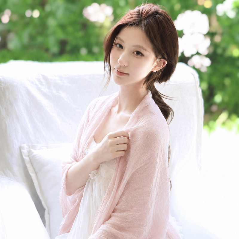 韩版粉色蕾丝丝巾披肩女春夏薄款