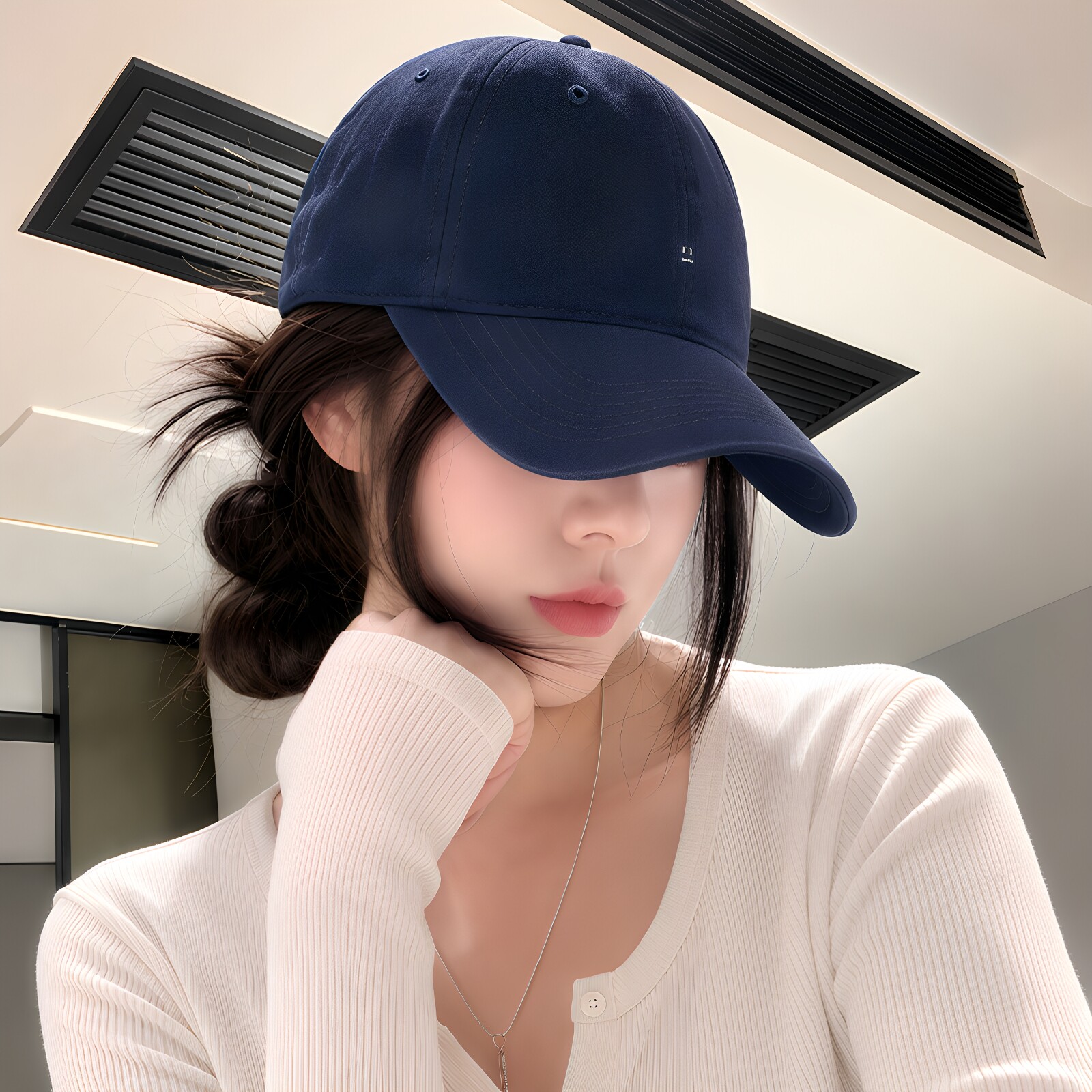 蓝色大头围鸭舌帽子女款2026新款