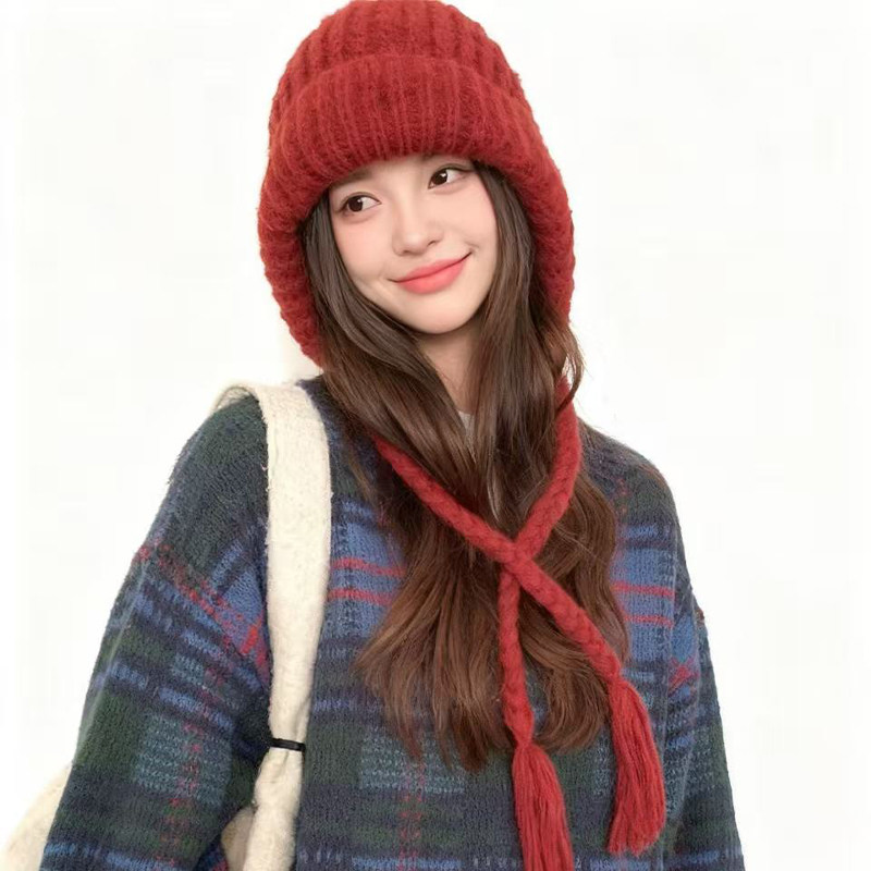 新年红色针织毛线帽子女2025新款冬保暖大头围护耳巴拉克拉法帽,服饰配件/皮带/帽子/围巾,帽子,淘宝优惠券,粉丝福利购,淘宝优惠卷