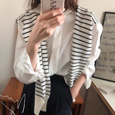 2026新款春秋针织条纹披肩外搭薄款女夏季办公室空调房护颈小坎肩