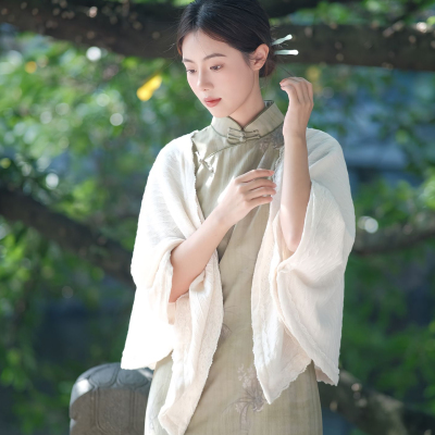 新中式旗袍披肩白色空调房披肩