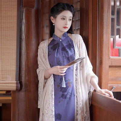 白色镂空流苏旗袍披肩女外搭2025新款春夏季薄款蕾丝披风斗篷开衫