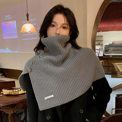 2025新款韩版灰色套头围脖披肩