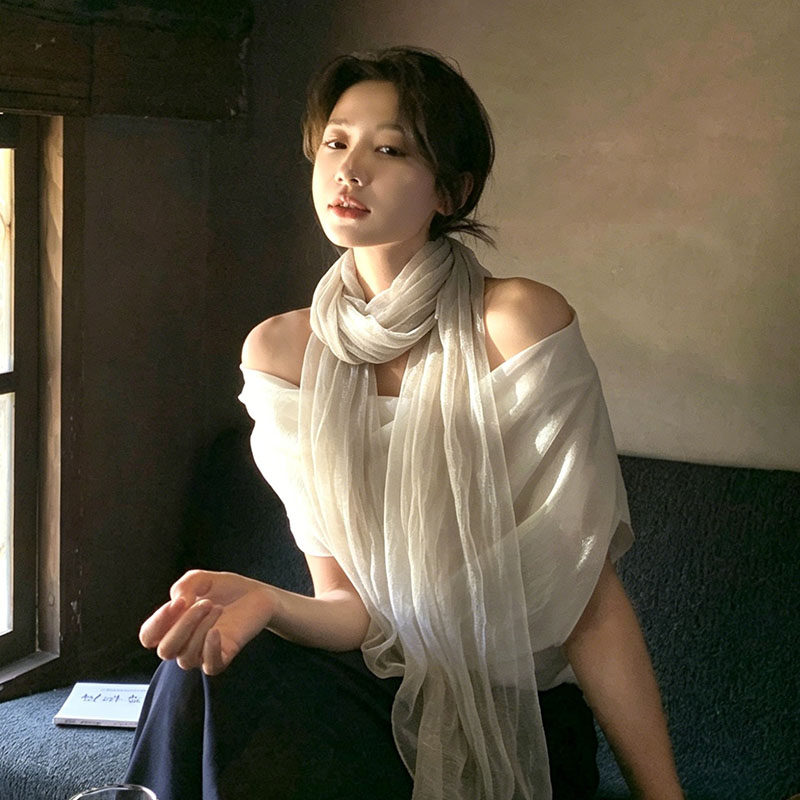 日本maito丝巾系脖高级感女夏2026新款轻奢薄款纱巾围巾披肩外搭